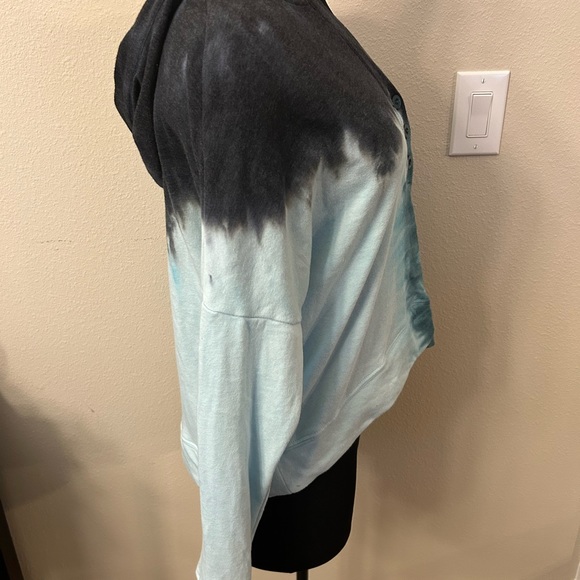 Te Verde Tie Dye Teal Blue hooded sweatshirt size medium - Picture 3 of 6